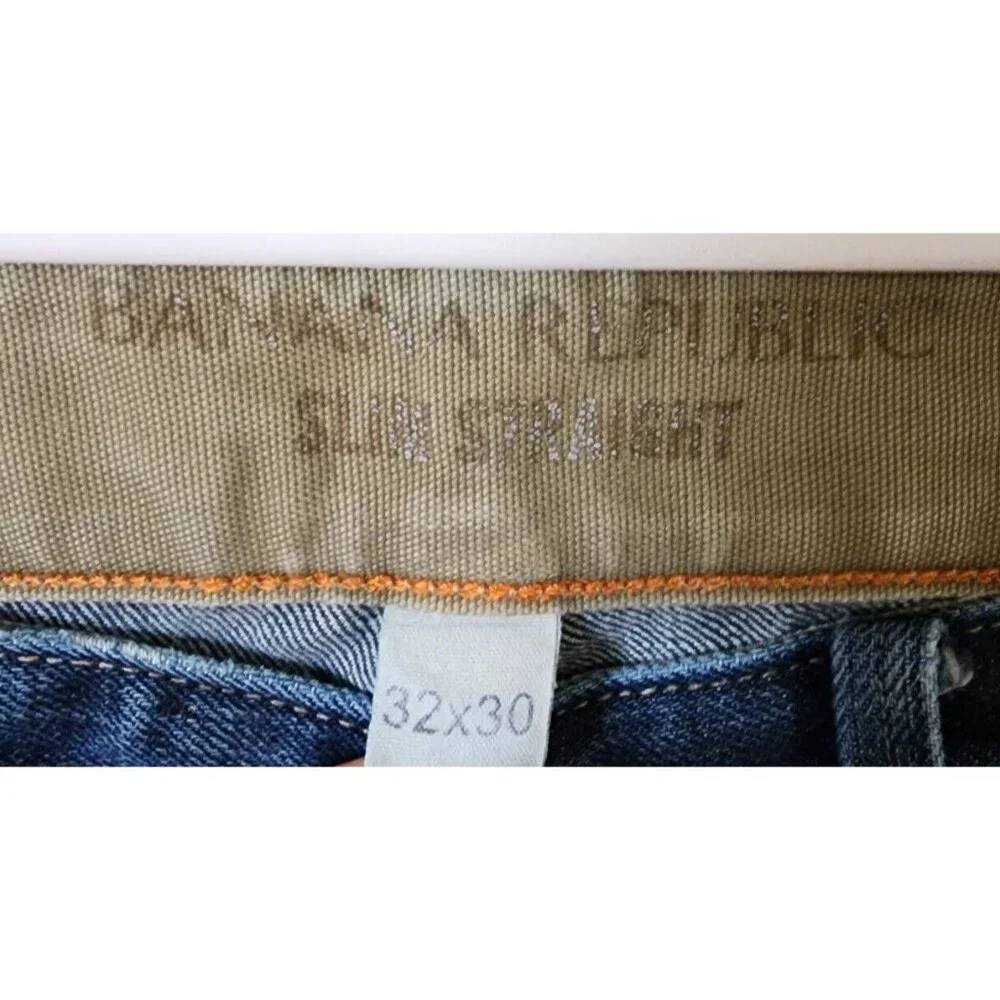 Banana Republic Blue Denim Slim Straight Button Fly‎ Jeans Size 32 x 30 Cotton